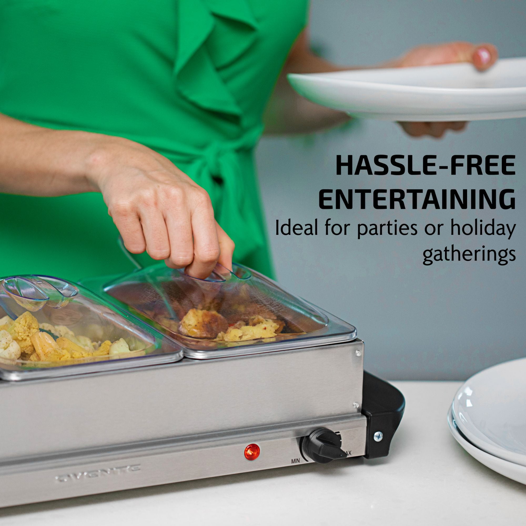 OVENTE Electric Warming Tray Buffet Server for Parties Events