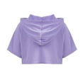 thumbnail image 6 of iiniim Dance Crop Sweatshirt Hooded Pullover Girls Short Sleeve Cropped Hoodie Tops Gymnastics Tee Shirt Lavender 6, 6 of 7