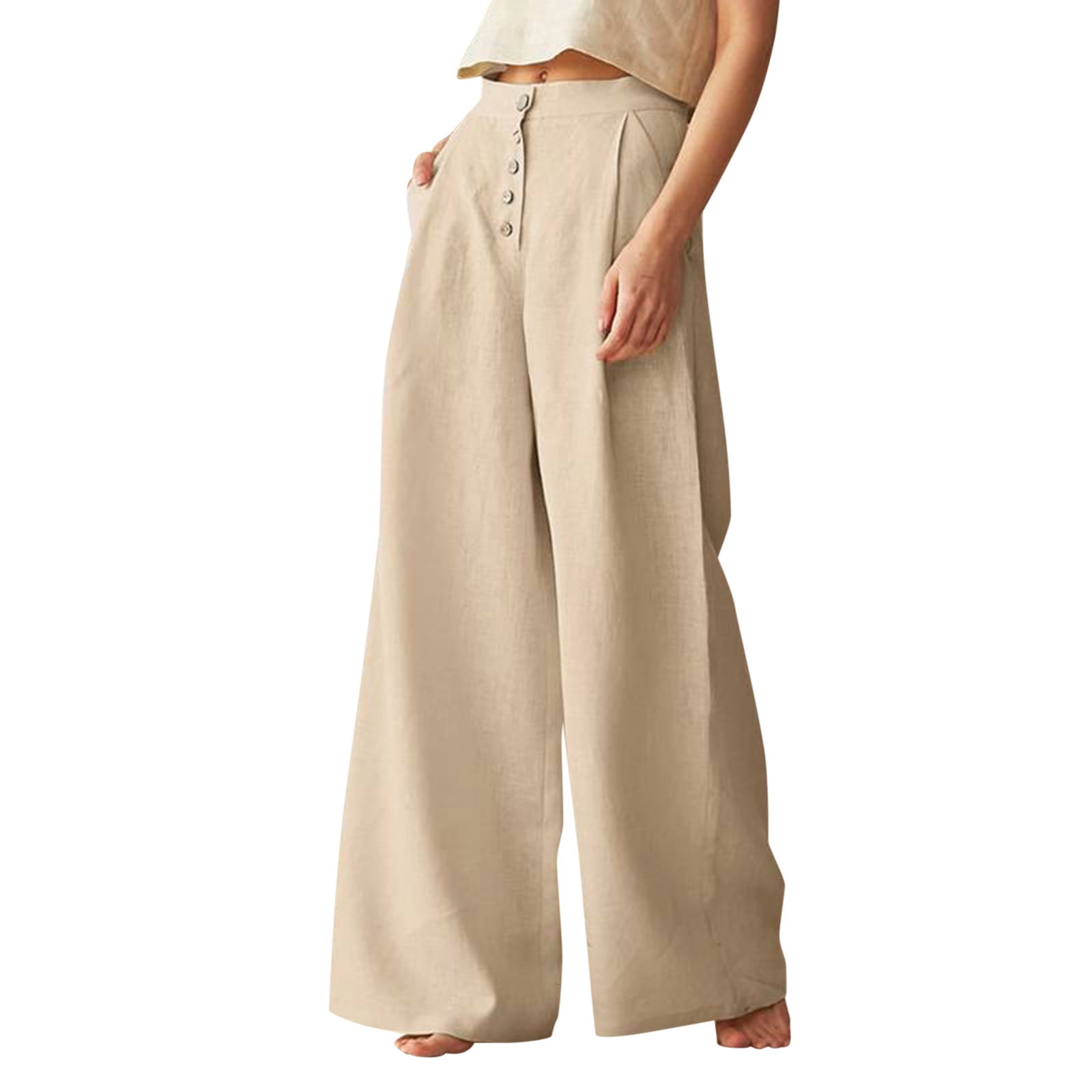High waisted button trousers online