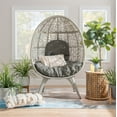thumbnail image 4 of Linon Kipling Modern Oval Indoor Outdoor Rattan Egg Chair, Gray, 4 of 9