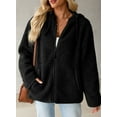thumbnail image 5 of SHEWIN Womens Sherpa Jackets Fuzzy Hooded Zip Up Coats Casual Solid Long Sleeve Fleece Shacket Jacket Outerwear with Pockets, 5 of 9