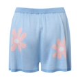 thumbnail image 3 of Gibobby Pijamas de satén Conjunto de pijama de punto para mujer, traje informal, manga larga, Top y pantalones cortos de manga burbuja, conjunto de suéter de ropa deportiva de 2 piezas (Blue, M), 3 of 5