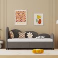 thumbnail image 2 of Twin Trundle Bed Frame, Upholstered Velvet Daybed, Pull Out Bed with Wood Slats Support, Modern Sofa Bed for Bedroom, Living Room, Guest Room, Dark Gray, 2 of 9