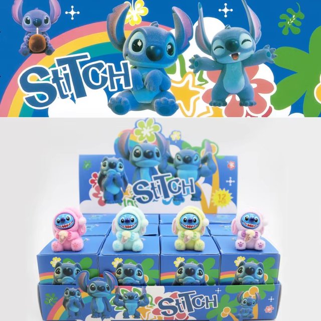 12 unids/set Labubu Stitch juguetes de moda caja ciega Mini decoraciones de personajes de Anime muñeca niños regalo de cumpleaños juguetes Unboxing