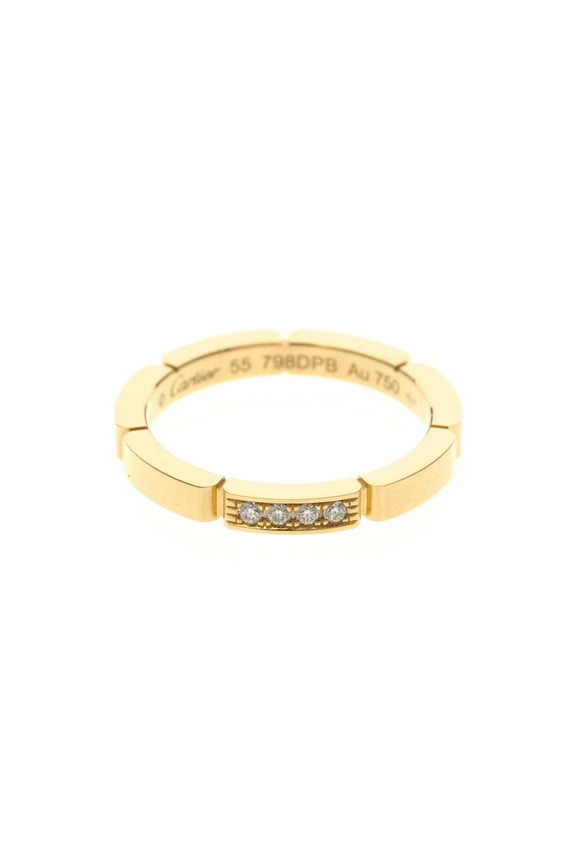 Pre-Owned Cartier Maillon Panthre Ring With 4 Diamonds Pink Gold (18K) Fashion Diamond Band...