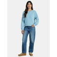 thumbnail image 2 of Time and Tru Women’s Ribbed Panel Sweatshirt with Long Sleeves, Sizes XS-XXXL, 2 of 5