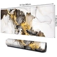 thumbnail image 2 of Large Mouse Pad XXL XL Large Mouse Pad Long Extended Mousepad Desk Pad Non-Slip Rubber Mice Pads Stitched Edges Thin Pad (31.5x11.8x0.12 Inch)-Ink White Gold Marble, 2 of 6