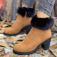 thumbnail image 2 of Wensltd High Heel Boots for Women Plush Lined Round Toe Winter Warm All Day Comfortable Black, 2 of 9