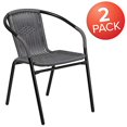 thumbnail image 2 of Flash Furniture 2 Pack Gray Rattan Indoor-Outdoor Restaurant Stack Chair, 2 of 5