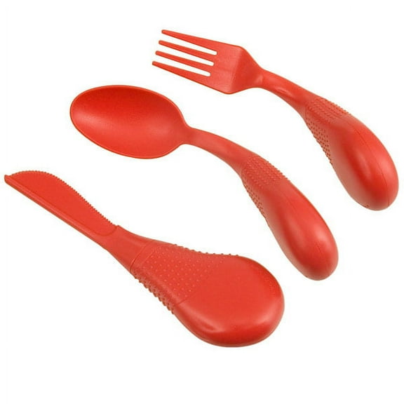 Easy to Hold Utensils- Knife Fork and Spoon Set- Red
