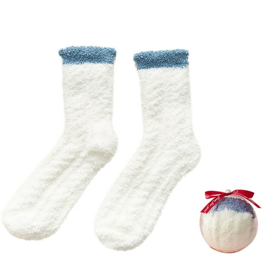 Women Fall Winter Lounge Socks Fluffy Fuzzy Plush Mid Calf Socks Non‑slip Grips Novelty Crazy Socks Soft Warm Slipper Socks for Xmas Holiday Home Sleeping Gift for Ladies