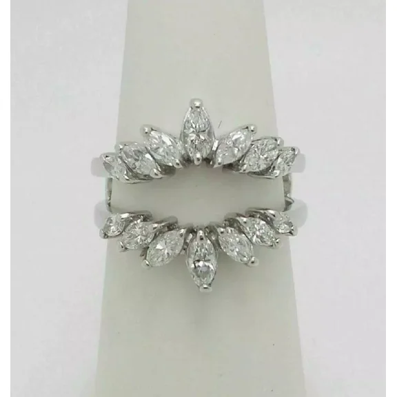 2 CT Marquise Cut Lab-Created Diamond Enhancer Wedding Ring Guard Wrap 14k White Gold Plated