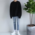 thumbnail image 5 of JANDEL Men Long Sleeve O-Neck Black Casual Oversize Pullover Sweatshirt, XL, 5 of 8