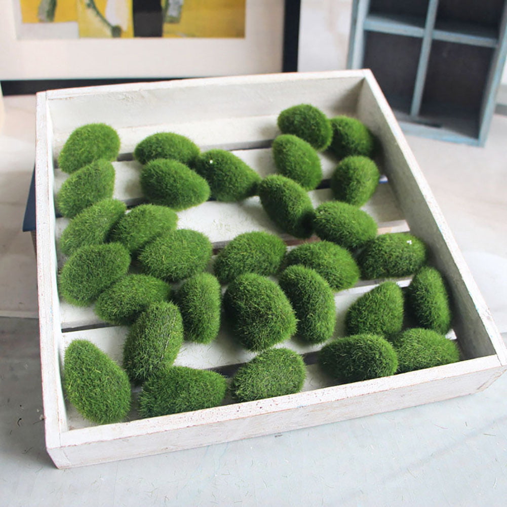 12Pcs Set Green Moss Balls Block Artificial Simulation Garden Fake Plant Decor 