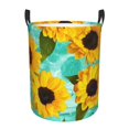 thumbnail image 1 of Balery Sunflowers With Green Leaves Cesta de ropa redonda con asas, impermeable, independiente, para ropa, juguetes, dormitorio y familia-Medium, 1 of 6