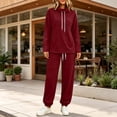 thumbnail image 6 of Womens Sweatshirts Hoodies Dqueduo Women's Two Piece High Neck Sports Suit Long Sleeve Drawstring And Jogger Pants Casual Pocket Set, Sizes S-XXL, 6 of 10