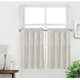 thumbnail image 1 of Kitchen Curtains 36 Inch Cafe Curtain Tiers, Light Filtering Linen Textured Short Curtains for Bathroom, Semi Sheer Farmhouse Small Window Curtain Rod Pocket 2 Panels (Light Beige), 1 of 7