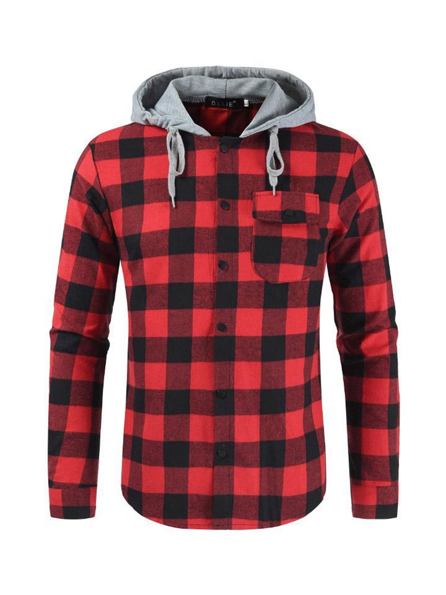 Lightweight Plaid Hooded Shirts 