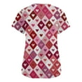 thumbnail image 3 of Lumtrix Valentine's Day V Neck Heart Printed Scrub Tops for Women Plus Size Short Sleeve Nursing Uniforms with Pocket Cute Side Slit Shirt Pink M, 3 of 5