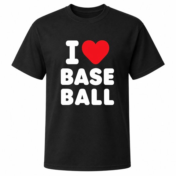 I Love Baseball Heart Graphic T-Shirt, Unisex Classic Fit, Cotton-Rich 180 GSM, Front Print