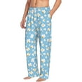 thumbnail image 2 of Uemuo Blue Popcorn Pattern Men's Wide Leg Palazzo Lounge Pants with Pockets Light Weight Loose Comfy Casual Pajama Pants-Large, 2 of 9