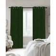 thumbnail image 3 of Fsddascl Solid Dark Green Blackout Curtains for Bedroom/Living Room, Thermal Insulated Kitchen Curtains, Retro Minimalism Abstract Denim Texture Grommet Darkening Window Treatment Drapes 27.5"x39"x2, 3 of 8