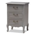thumbnail image 1 of Bowery Hill French Grey Finished Wood 3-Drawer Nightstand, 1 of 9