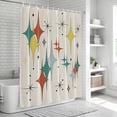thumbnail image 5 of Green Yellow Diamond Shower Curtain, Waterproof Shower Curtains for Bathroom, Modern Geometric Middle Century Beige Washable Fabric Bathtub Curtain Set Bath Decor with 12 Hooks Stall 36"x72", 5 of 6
