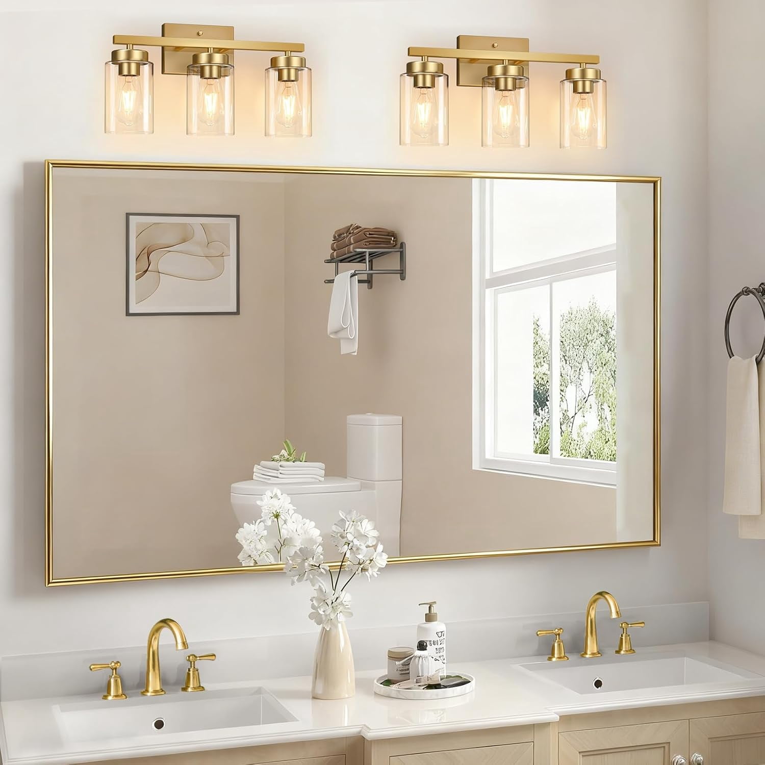 Modern Black Vanity Light Fixtures with Clear Glass, 4 Light Bathroom Mirror Lighting for Living Room Cabinet Bedroom