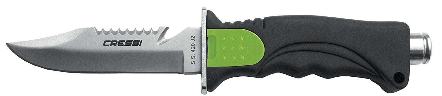 Cressi Skorpion Dive Knife, Lime Green, High Visibility