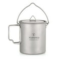 thumbnail image 1 of Tazas de titanio Taza de agua de titanio portátil, olla de titanio ultraligera, 750 ml Taza con tapa y asa plegable Campamento para cocinar al aire libre, 1 of 7