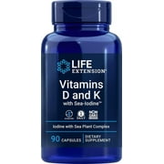 Life Extension Vitamins D and K with Sea-Iodine, 90 Capsules