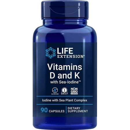 Life Extension Vitamins D and K with Sea-Iodine, 90 Capsules