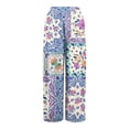 thumbnail image 5 of Women’s Summer Loose Wide Leg Floral Print Pants Elastic Waist Drawstring Trousers with Pockets for Casual Daily Wear Blue M, 5 of 7