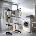 thumbnail image 3 of 3-Tier Foldable Clothes Drying Rack with Wheels, 77 lb Capacity, Gray, 3 of 11