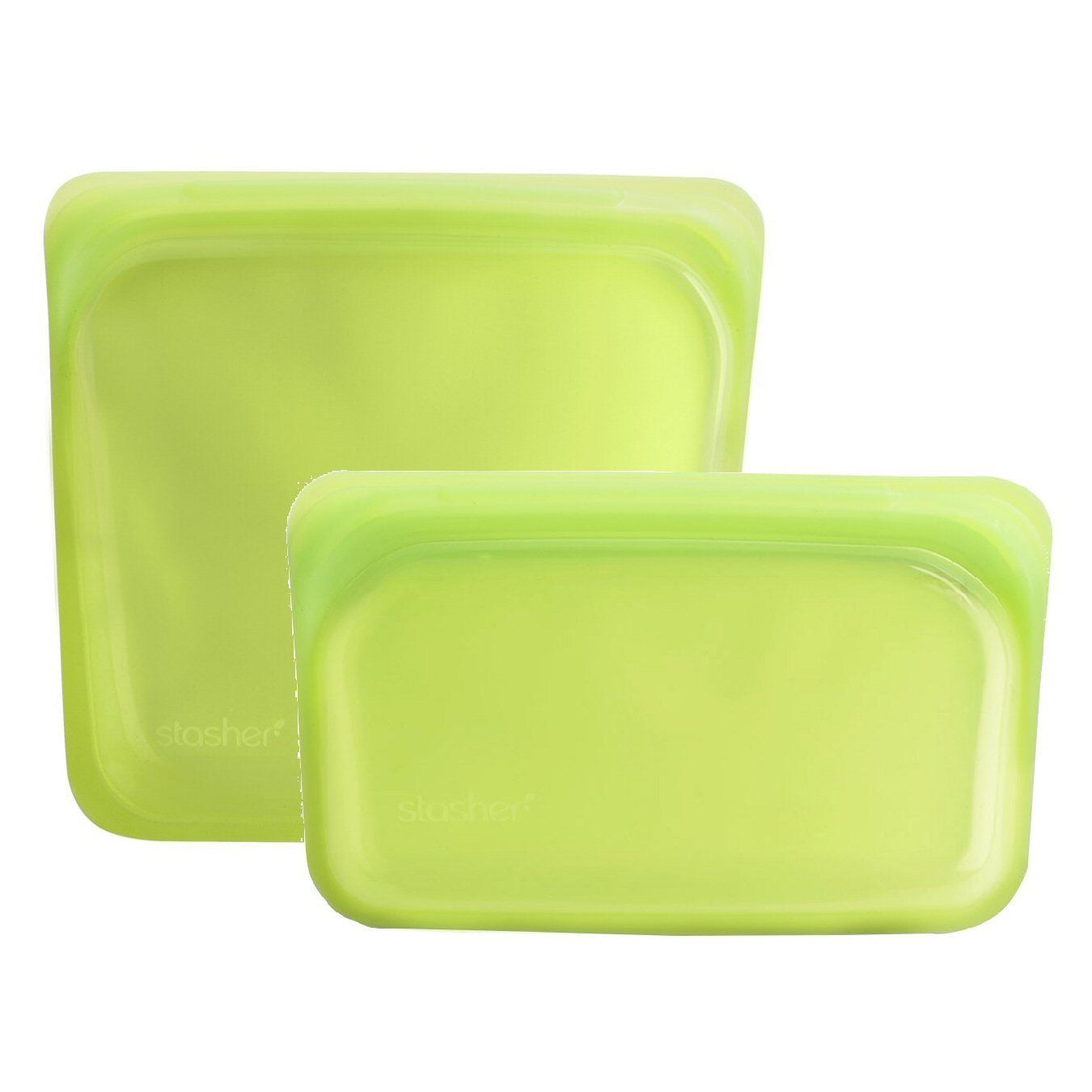 Stasher Reusable 2pc Silicone Snack & Sandwich Bag Set Lime Green