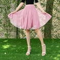 thumbnail image 2 of Skirts for Women Midi Length Solid Color High Waist Pleated Skirt Flowy Style Pink One Size, 2 of 4