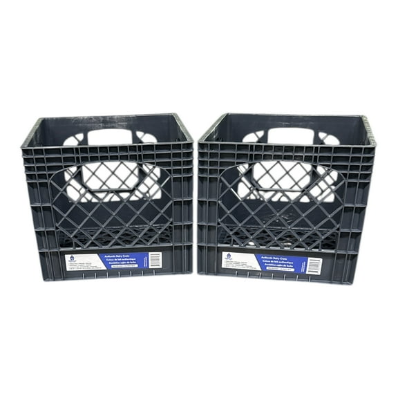 Gorilla Crate 16QT 2 pack Milk Crate, Gray, Heavy Duty Plastic