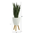 thumbnail image 2 of Nearly Natural 4' Sansevieria Artificial Plant in White Planter with Stand, Green, 2 of 3