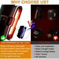 thumbnail image 2 of Luz trasera para bicicleta de 110 lúmenes, luz LED recargable por USB con 5 modos fijos/intermitentes., 2 of 5