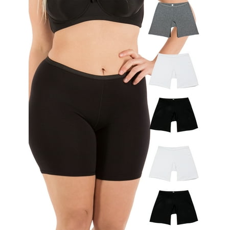 Womens Panties S-Plus Sizes Stretch Cotton Long Leg 6.5