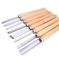 thumbnail image 1 of 8-Piece Professional Wood Turning Chisel Set with High-Carbon Steel Blades, 14.17 Inch Length, Wood Handles, Including Skew, Spear Point, Parting Tool, Round Nose & Gouges for Craftsmen and Carpenters, 1 of 6
