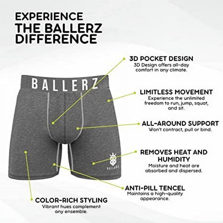 Ballerz Mens Boxer Briefs-Ball Hammock Underwear with Ball Pouch-No Fly