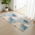 thumbnail image 3 of Blue Ombre Kitchen Runner Rug 2'x4', Modern Geometric Yellow Lines Abstract Art Washable Rug with Tassels, Non Slip Woven Cotton Bathroom Rugs Hallway Carpet for Foyer Bedroom Entry Back Door Decor, 3 of 9
