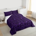 thumbnail image 3 of jejeloiu Purple Zebra Pattern Queen Comforter Set,Zebra Stripes Bedding Comforter Set For Girls Boys Reversible 3-Piece, 3 of 8