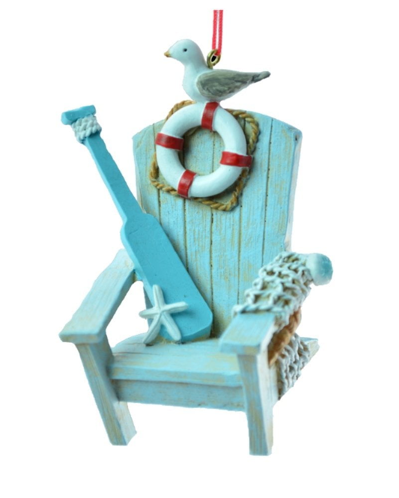 3.5" Blue Adirondack Chair Christmas Ornament, Measures 3 1/2 x 2 1/2 x