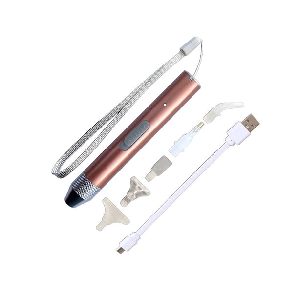 Soidarity Bolígrafos de pintura de cristal, herramienta adhesiva recargable por USB, bolígrafo perforador de punta de aleación de aluminio, accesorios Juegos de manicura Oro Soidarity CE012409-01B