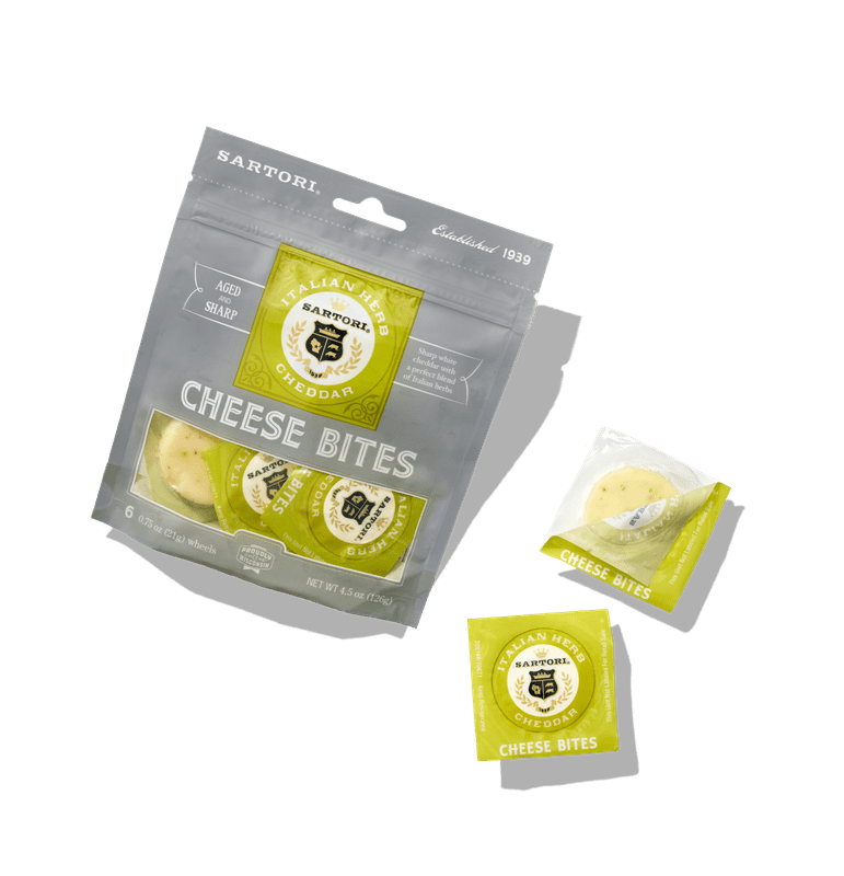Sartori Italian Herb Cheese Bites, 4.5 oz, Snack Bites, Cheddar Cheese, Refrigerated