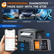 FOXWELL GT30 Bidirectional OBD2 Scanner, Automotive Diagnostic Scan Tool, Full System Code Reader 35+ Service Reset E-CU Coding Fit For All Cars