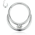 thumbnail image 1 of 16G Hinged Septum Clicker Ring Nose Ring Surgical Steel Daith Earrings Conch Daith Rook Tragus Piercing Jewelry Small Hoop Earring Double Layer:Style5-Silver with CZ 16G-5/16"(8mm), 1 of 5